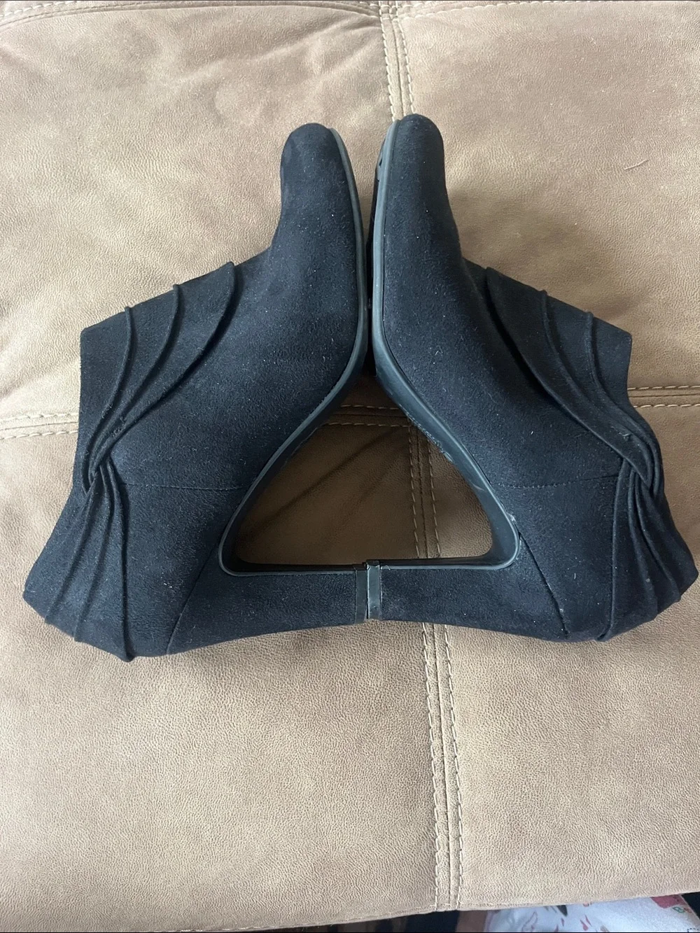 Life Stride Black Suede Ankle Booties with Outer Wrap Detail